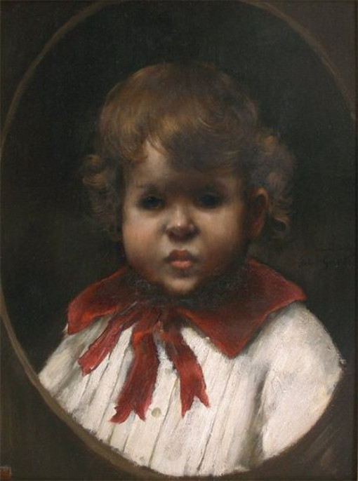 Norbert Goeneutte - Hsp - Portrait d'enfant au col rourge, circa 1825